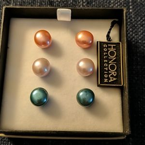 Honora Set of Three Pearl Earrings- NWT